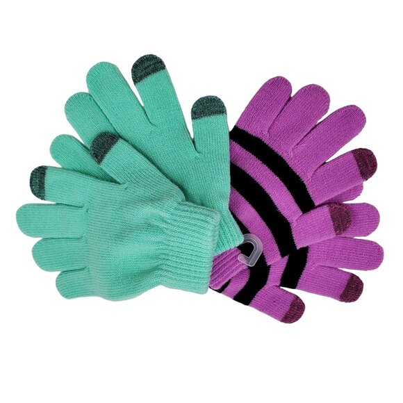 Cat & Jack 2-pack Girls Winter Kids Gloves Tech-Touch Outdoor Snow Mittens - Picture 8 of 14